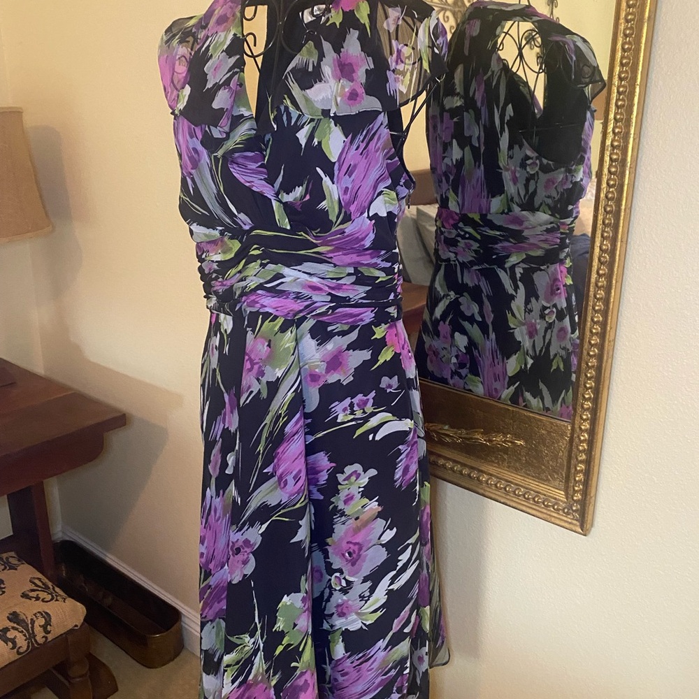Floral Purple and Black Women's Dress